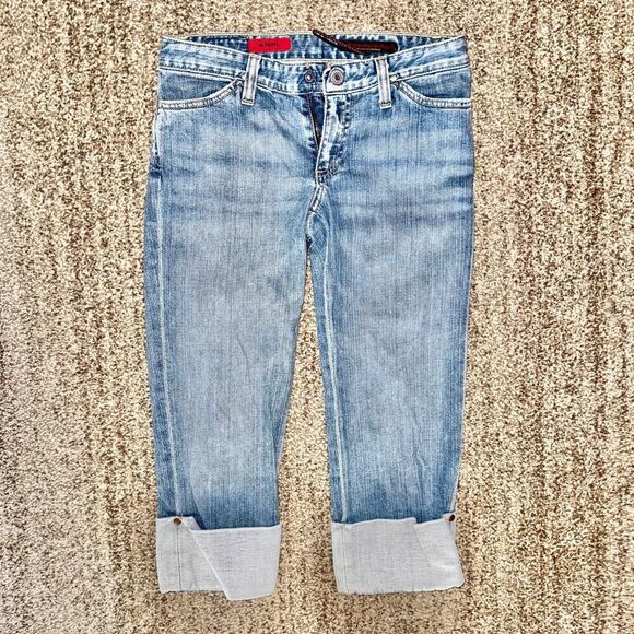 Adriana Goldschmied Women's Rolled Capri Blue Denim Regular Fit Jeans 26 - Picture 1 of 11